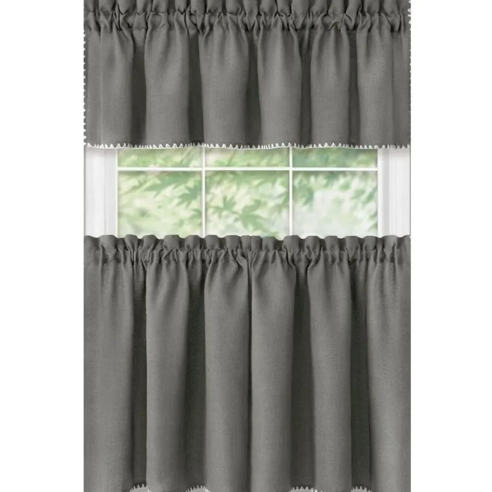 PowerSellerUSA 3 Pcs Stitch Embroidery Borders Window Kitchen Tier and Valance
